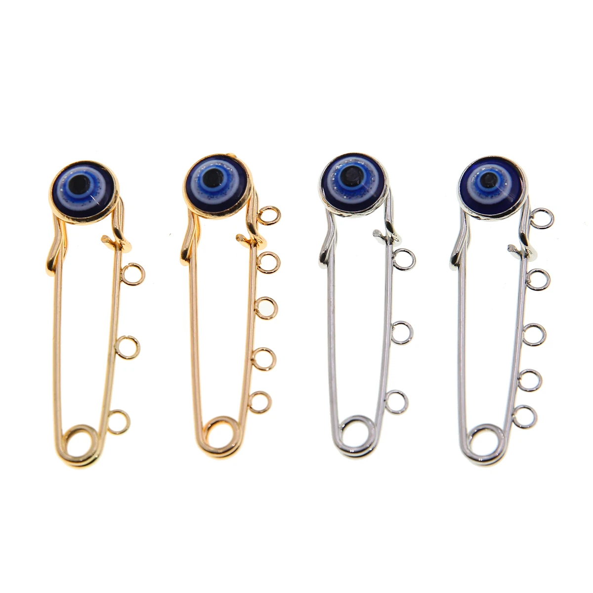 50pcs Lucky Eye Blue Turkish Evil Eye Brooch Pin for Women Men Dropping Oil Flower Crown Star Hamsa Hand Charm Fashion Jewelry