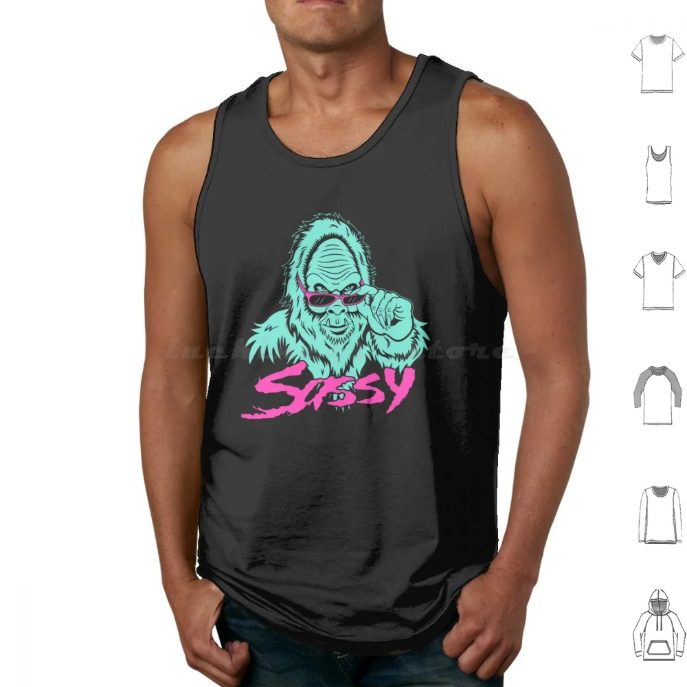 Sassy The Sasquatch Trippa Snippa Mike Nolan Show Nolsey Nolzy Choomah-The Big Lez Show Tank Tops Print Cotton Sassy The