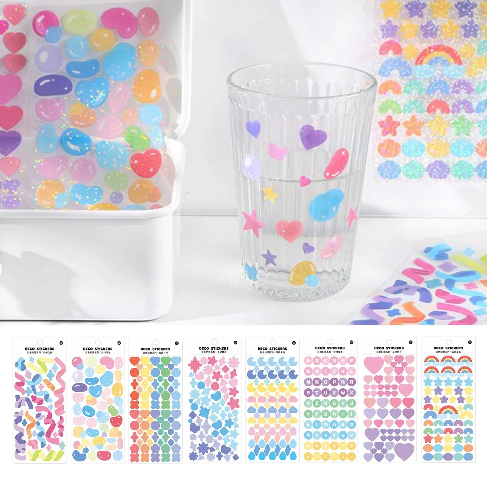 Sparkle Stickers Heart Star Planner Sticker Craft Decorations Embellishment