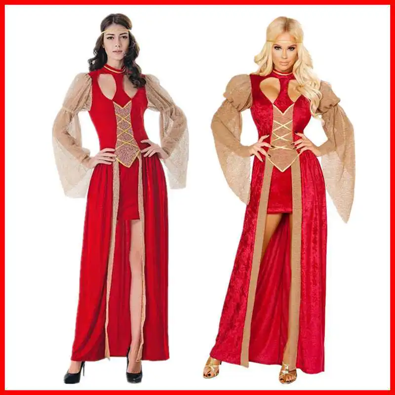 

Halloween Greek Goddess Red Costume Arab Goddess Stage Performance Women's Traditional Ethnic Clothing Chinese Manufacturer