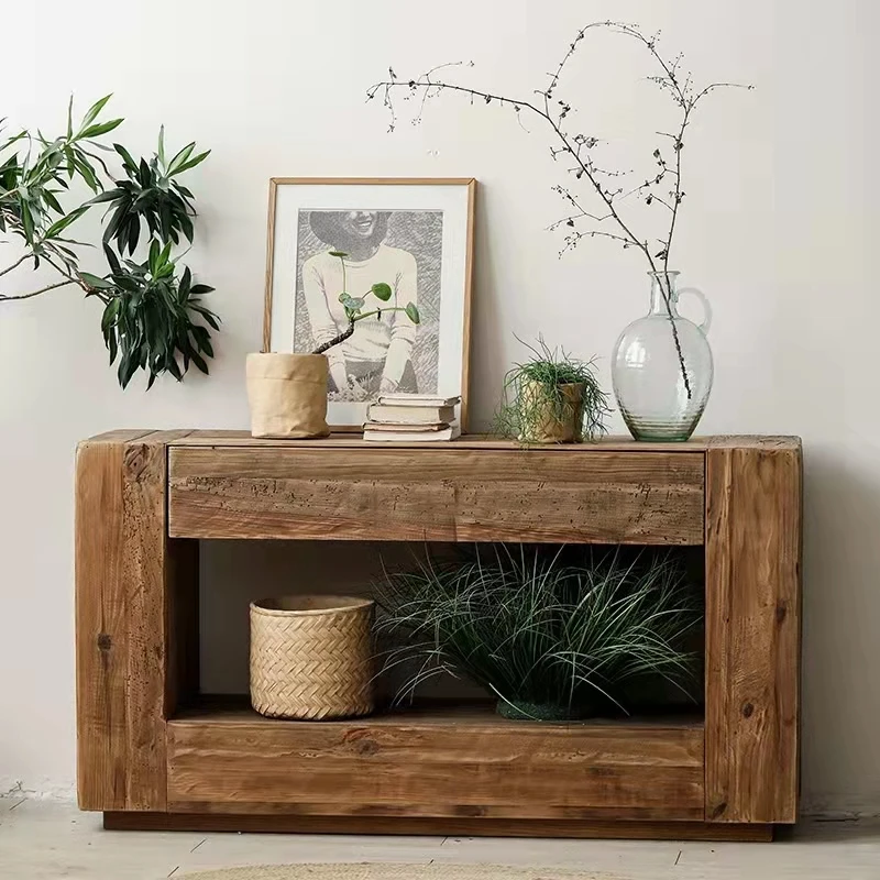 

Industrial & vintage handmade recycled wood Console Table with drawers