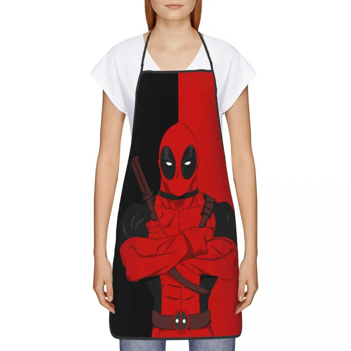 Custom Bib Deadpool Apron Men Women Unisex Adult Chef Cooking Kitchen Tablier Cuisine Gardening