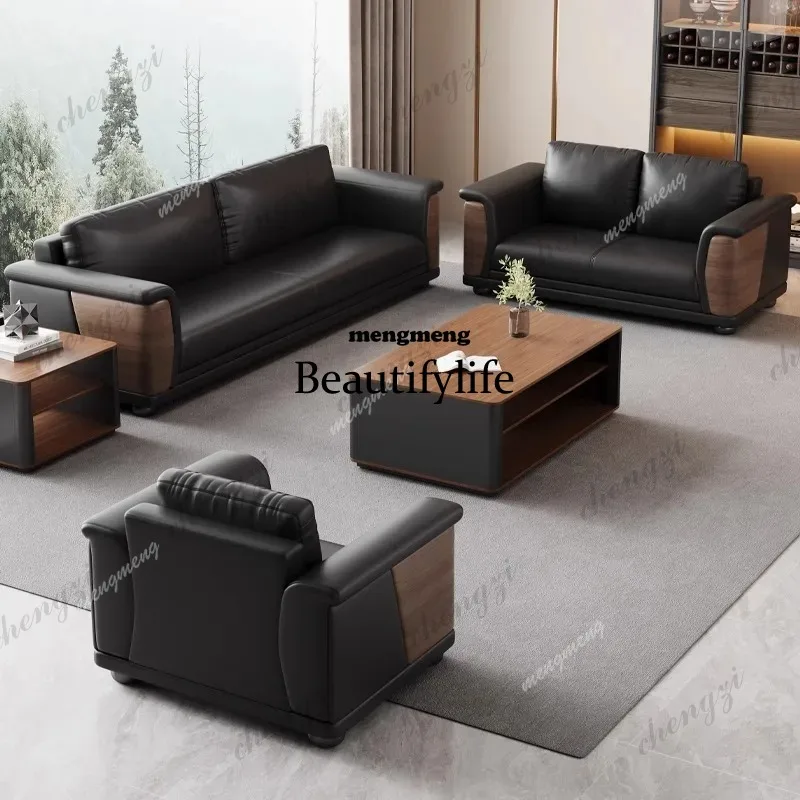 

d5556 Interior Design Office Sofa Coffee Set Simple Modern Leather Office Sofas Boss Reception Office Furniture Gado Mai Matasai