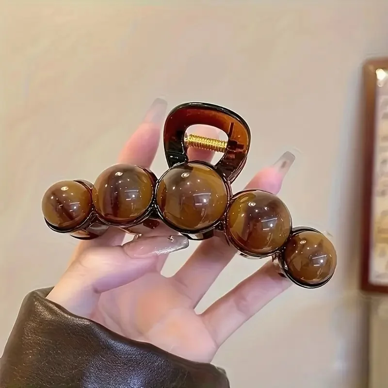 빈티지 스타일 대형 인조 진주 헤어 클립 여성용 샤크 클립 포니테일 및 하이 번에 적합 레트로 시크 헤어 액세서리