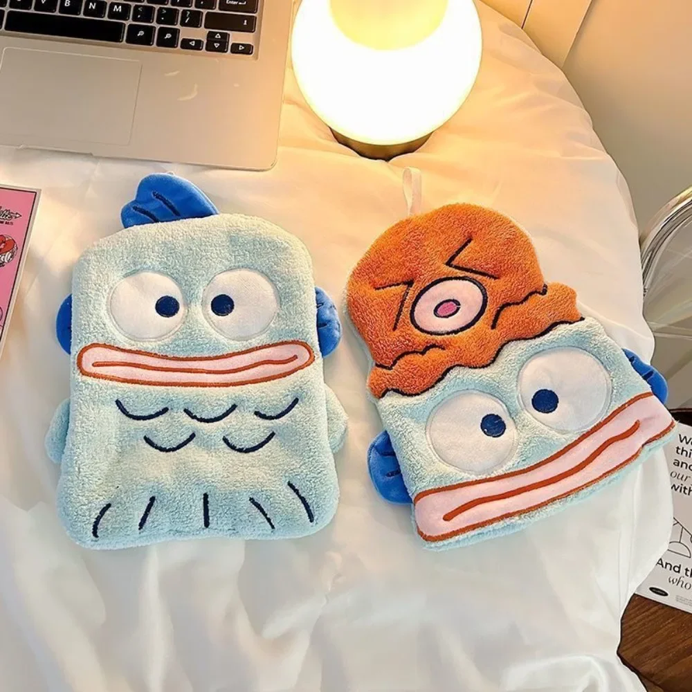 Cute Ugly Fish Hanging Hand Towel Absorbent Coral Cartoon Kitchen Kids Home Quick Dry Toilet Handkerchief Towel Set