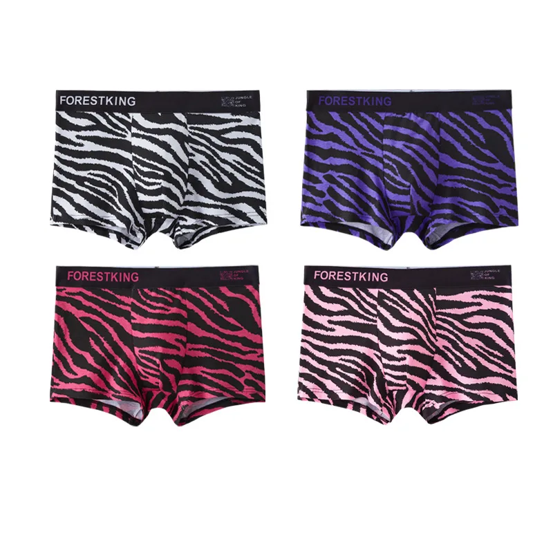 1/3/4Pcs Hot Men's Underwear Men's Pure Cotton Breathable Boxers Trendy Leopard Print Fashion Printed Boxer Shorts Zebra