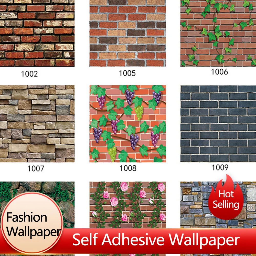 

Stone Brick Pattern Wallpaper Self Adhesive Living Room Restaurant Store Anti Fouling Waterproof Oil Resistant Wallpaper 3D