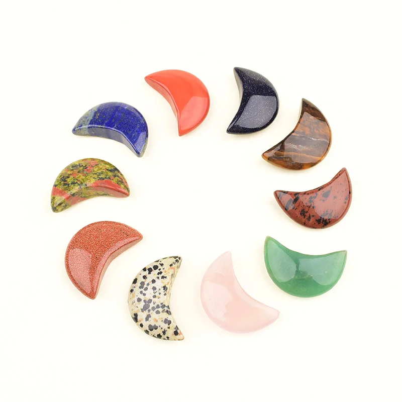 Natural Crystal Moon Shape Figurine Polished Crescent Moon Gemstone Reiki Healing Stone Home Decoration DIY Ornament Gift