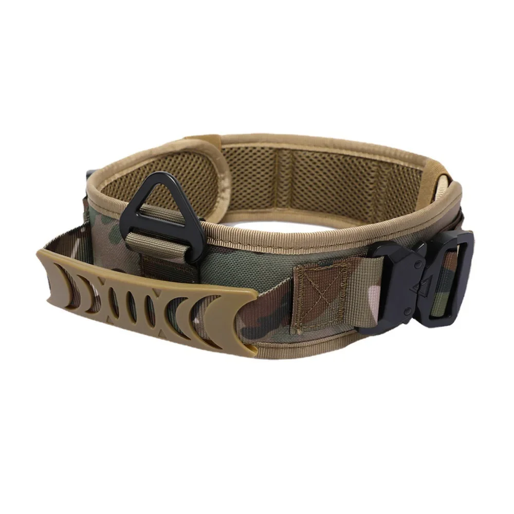 Reflective Nylon Tactical Dog Collar Classic K9 Military Training with 2 Heavy Duty Metal Buckle Handle for Large Dog Collar