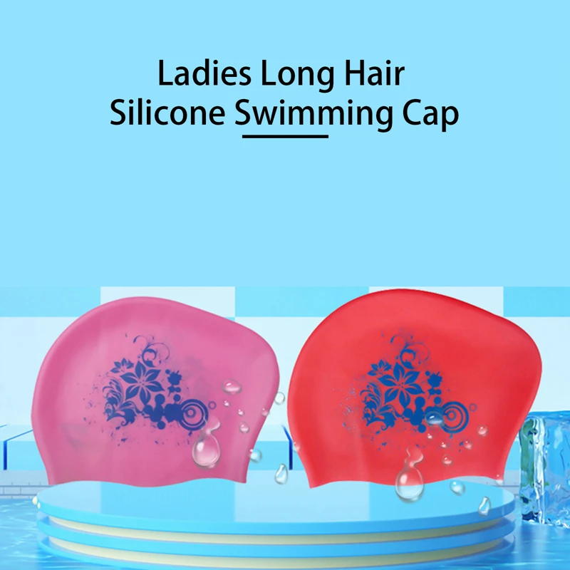 Cuffia da nuoto in Silicone floreale per copertura per capelli lunghi donna cappuccio da immersione impermeabile cappello elastico per la protezione