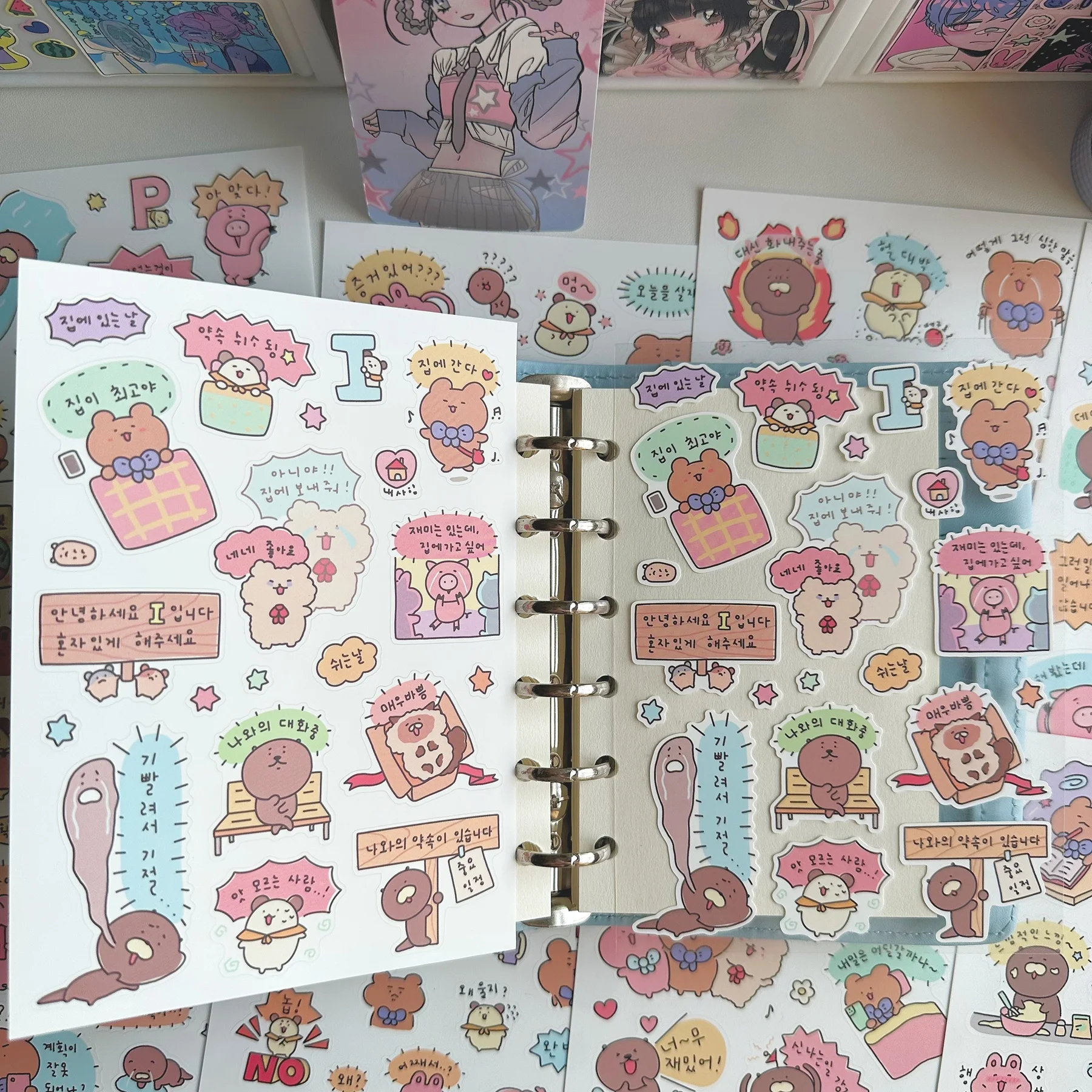 1/8PCS Korean Cute Cartoon Animal Stickers Bear Type 16 Personality Sticker Hand Account Diary Notebook Scrapbook DIY Stickers