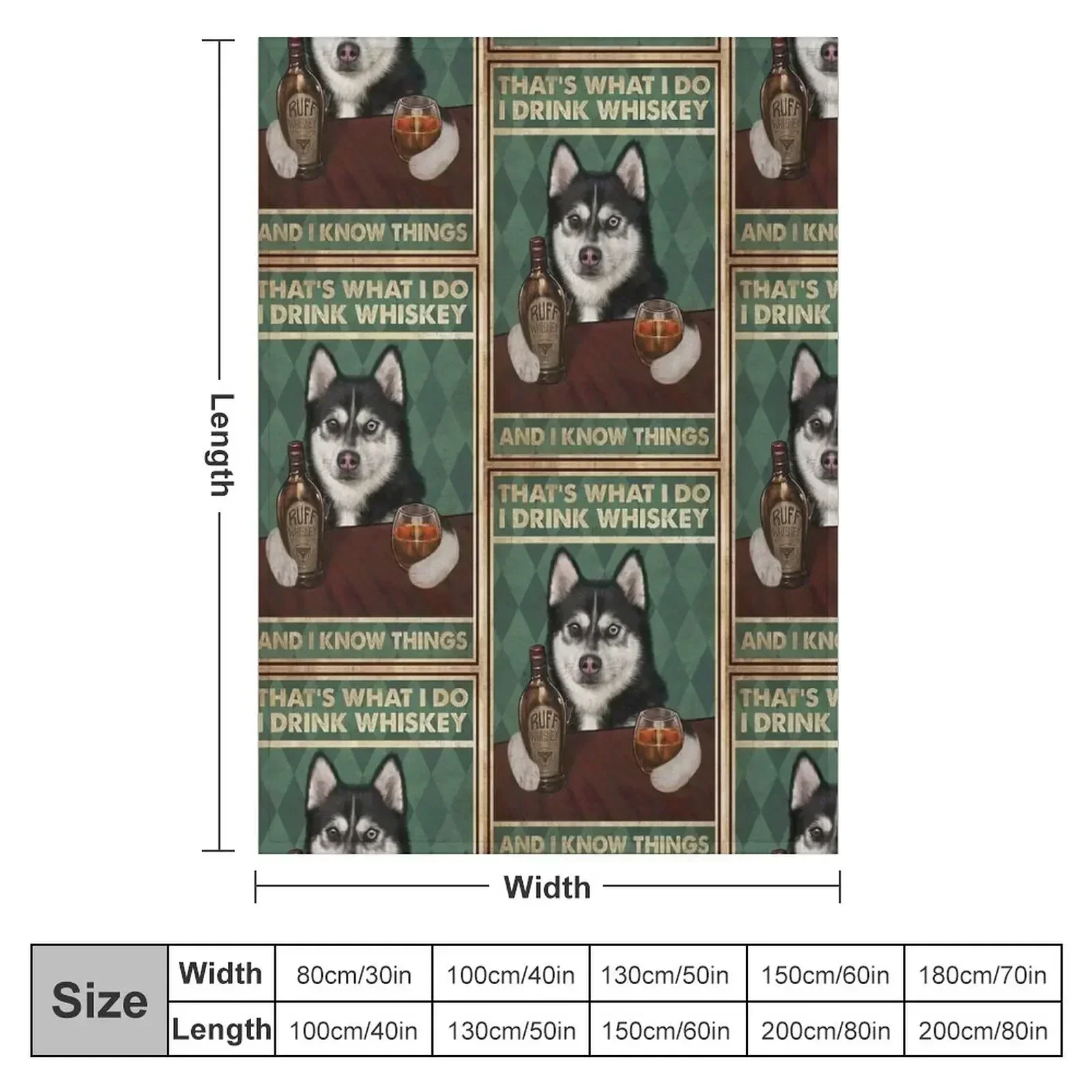 Funny husky dog drink whiskey quotes Throw Blanket bed plaid Thermal Softest Plaid on the sofa Blankets