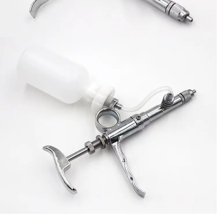 0.5~5ml Automatic Livestock Continuous Syringe Veterinary Equipment With Bottles Vaccination Double Vaccine Bottle