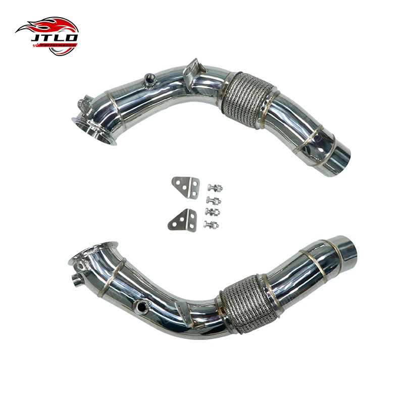 JTLD Stainless Steel Straight Pipe Exhaust Downpipe For BMW F10 M5 F06 M6 Polishing