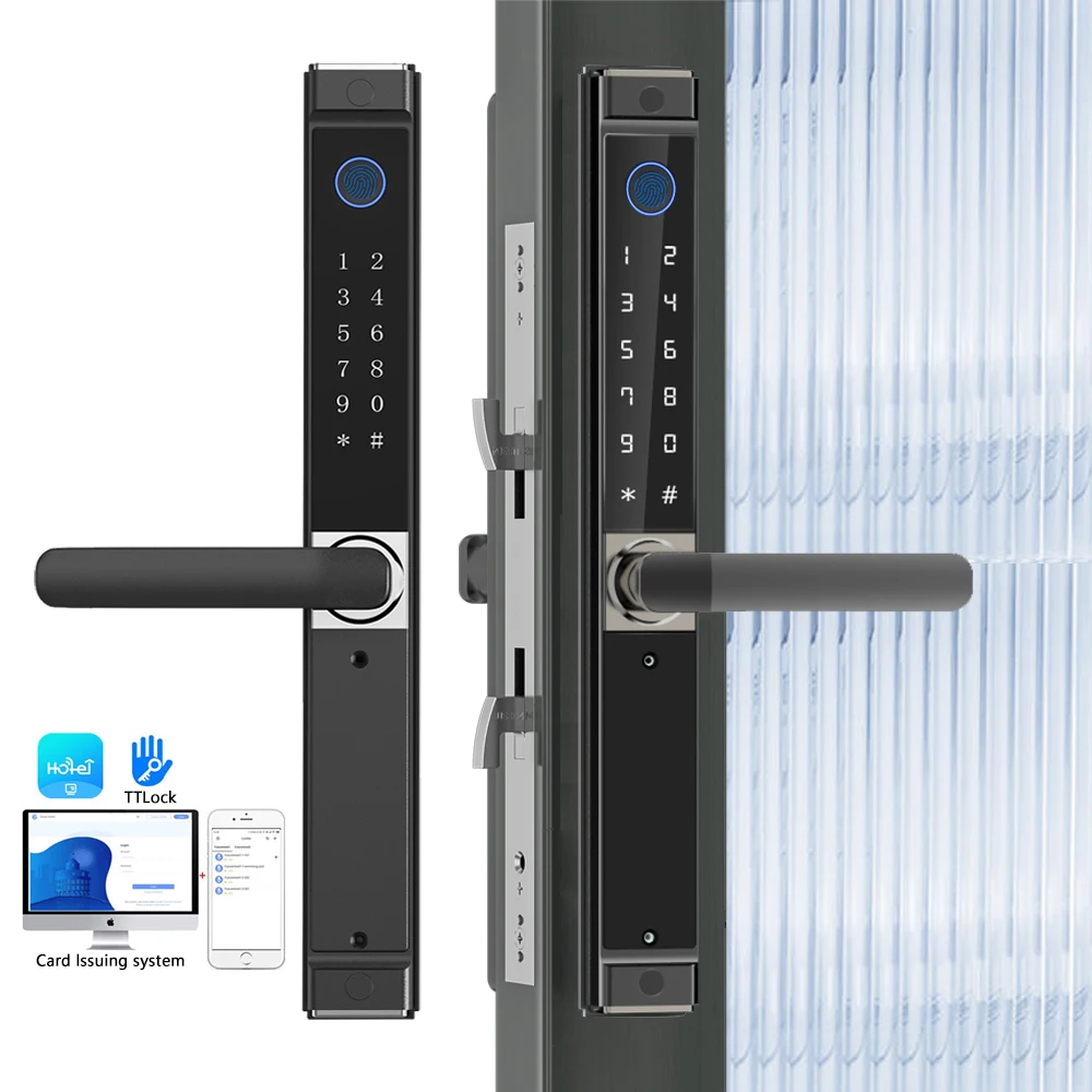 Technology Bolt Hook Handle Lock Patio Aluminum Glass Window Door Smart Wireless Lock  Wireless Lock Sliding Gate