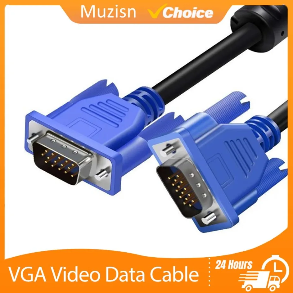 

Muzisn2025 VGA 4 5 Cable Male To Male High Definition Computer Projector Monitor Video Data Cable With Magnetic Ring