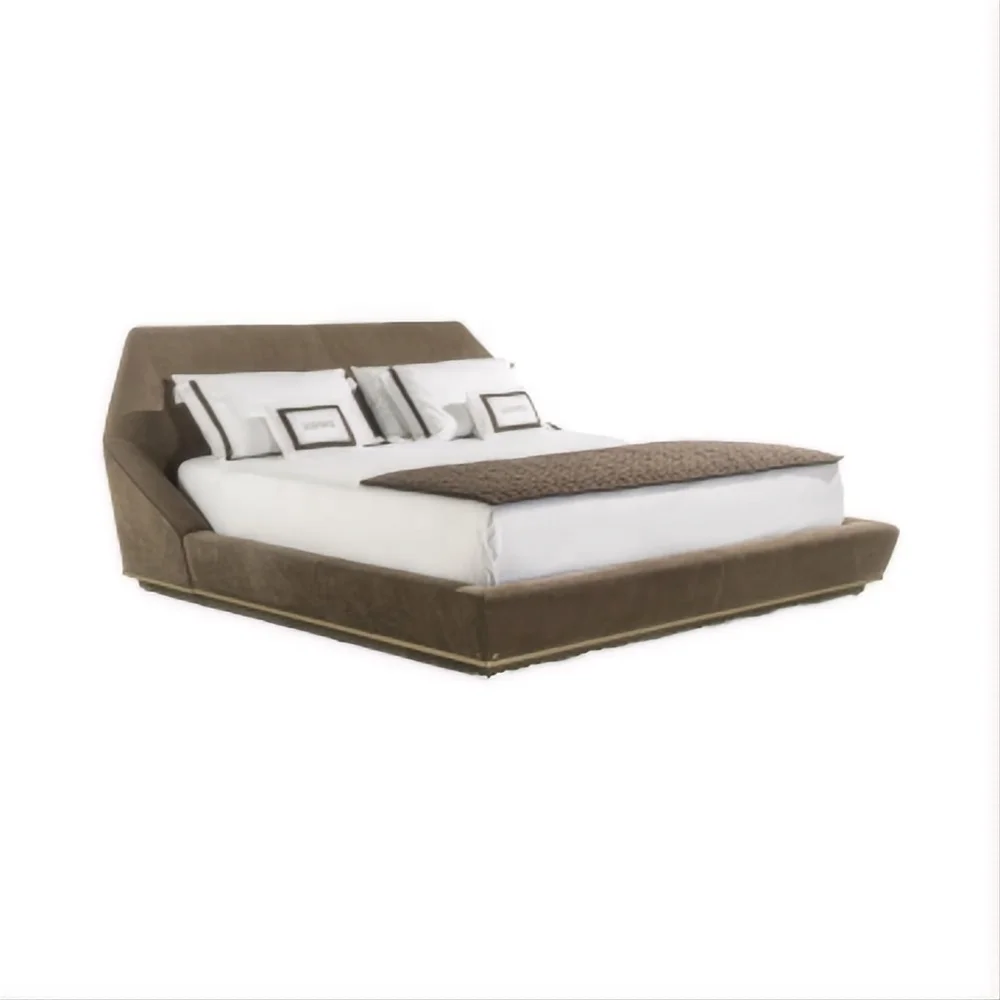 #w Light Luxury Bed Bedroom Furniture Made of Leather Double Bed king Size Italy Designs Foshan New Model Contemporary Bed