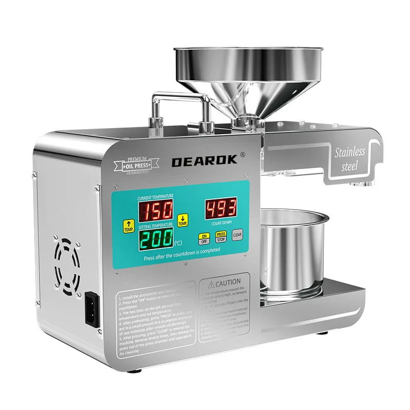 DEAROK-T1S Oil Press 110V/220V Intelligent Household Oil Extractor Peanut Oil Press Oil Machine 820W