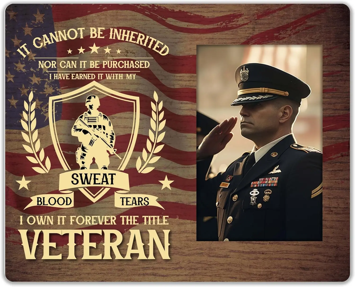 The Title Veteran I Own it forever, Picture Frame 4x6, Memorial Gifts, Patriotic Decorations, American Flat Picture Frame, Table