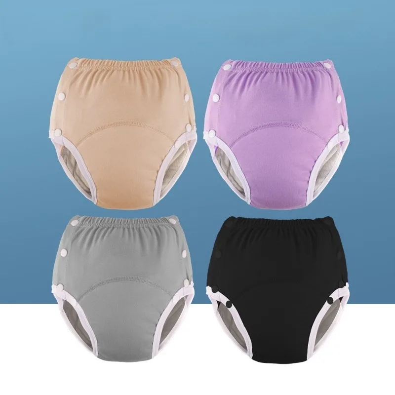 Reusable Cotton Adult Incontinence Underwear Washable Leak Proof Diaper for Women Men