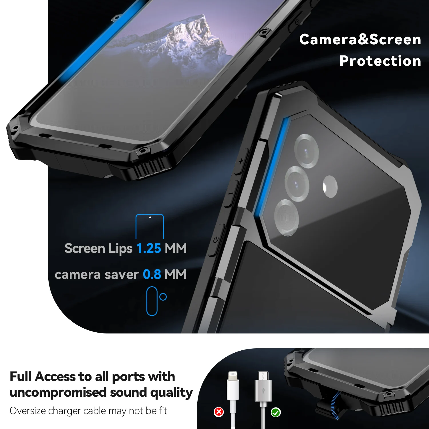 Para samsung galaxy a36 a56 caso de metal resistente armadura à prova de choque capa de telefone com proteção de tela embutida capa completa coque