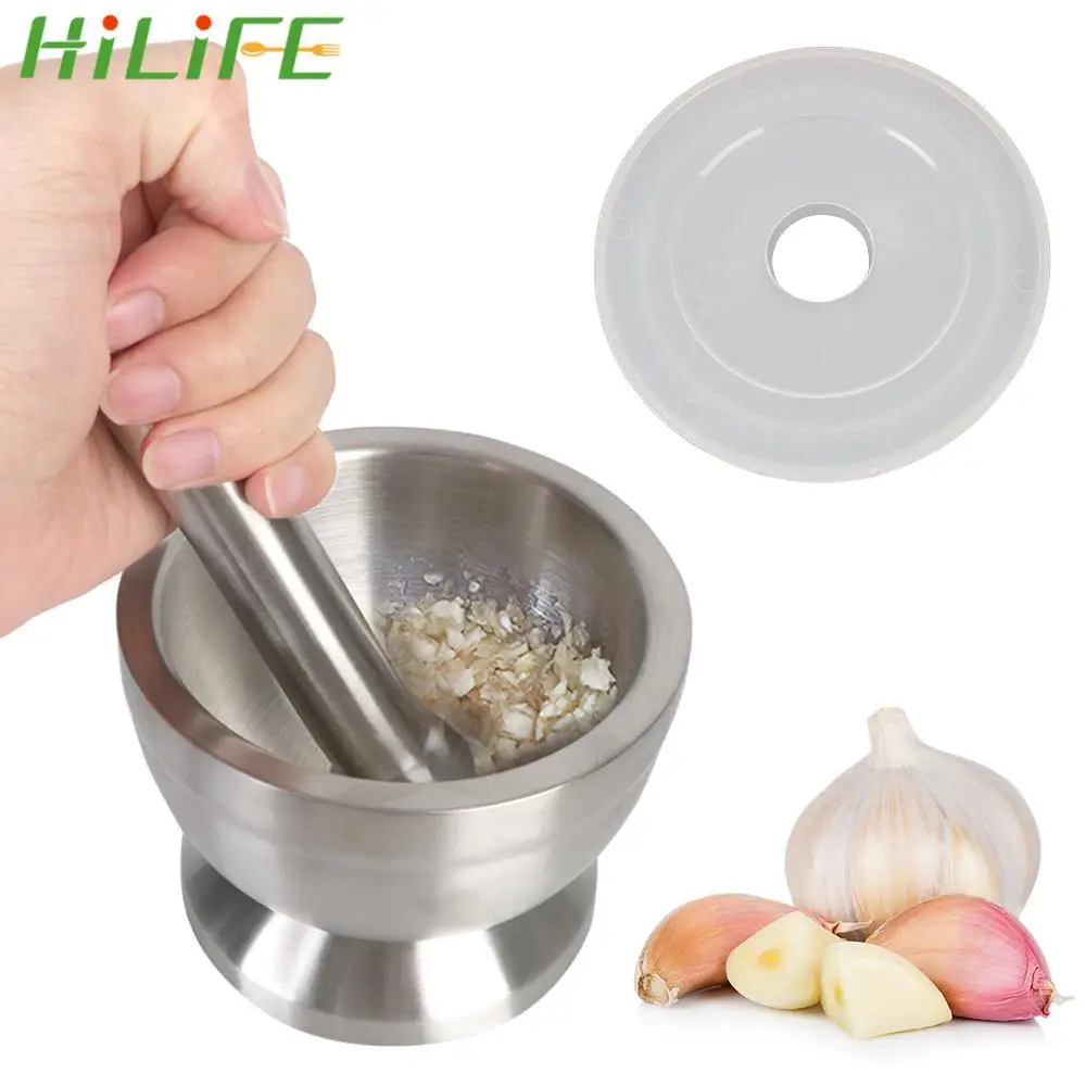 Spice Pill Mixing Grinding Crusher Bowl Grinding Set Garlic Herbs Coffee Crusher Stainless Steel Mortar Pestle