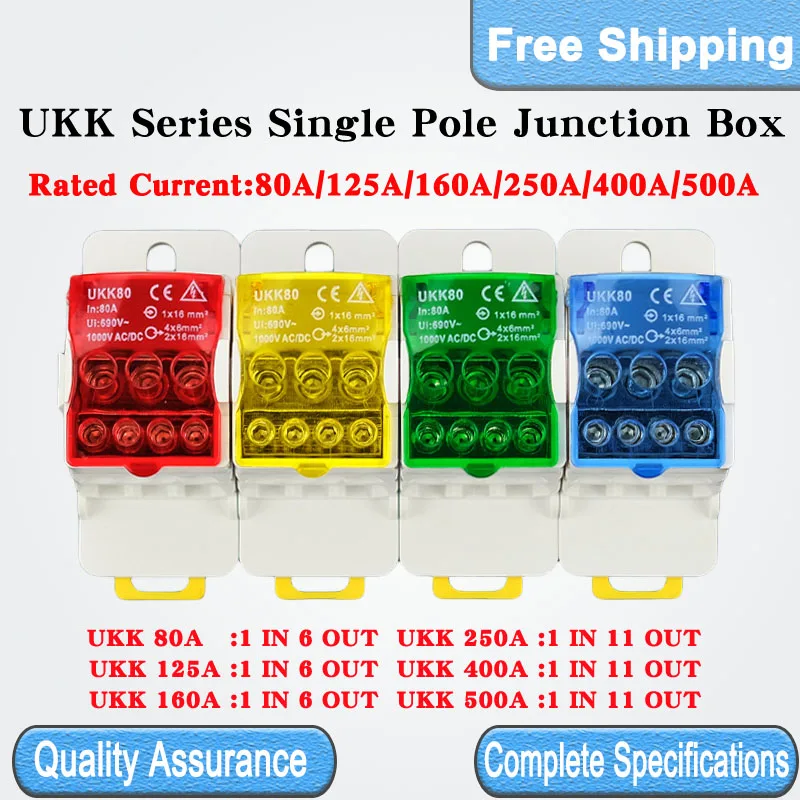 

UKK Series Single Pole Junction Box UKK 80A/125A/160A/250A One In Several Out Power Wire Electrical Connector Wiring Terminal