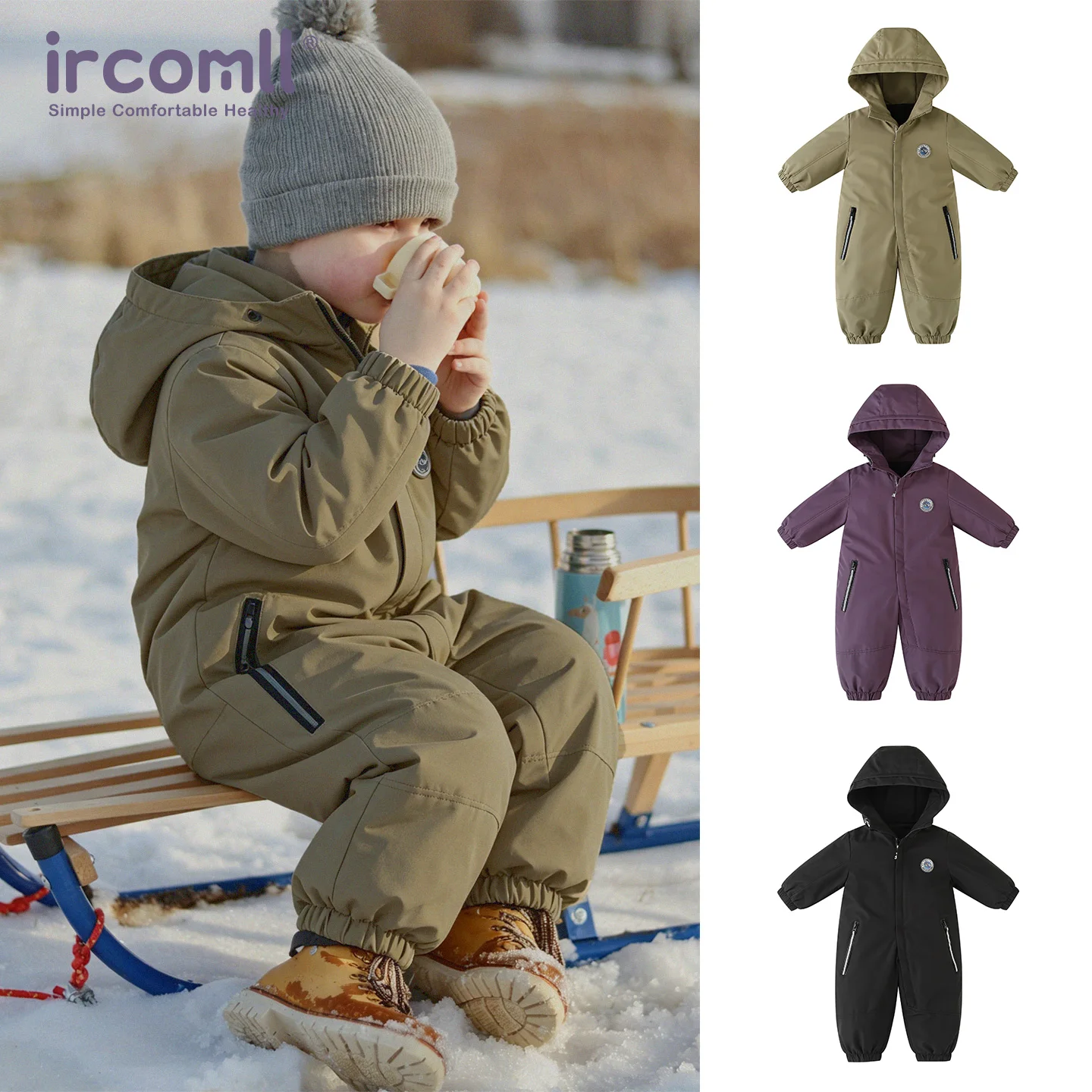 ircomll-2026秋冬軽量キッズロンパース幼児用スキースーツジャンプスーツ防風防水ユニセックスベビーワンピース衣装