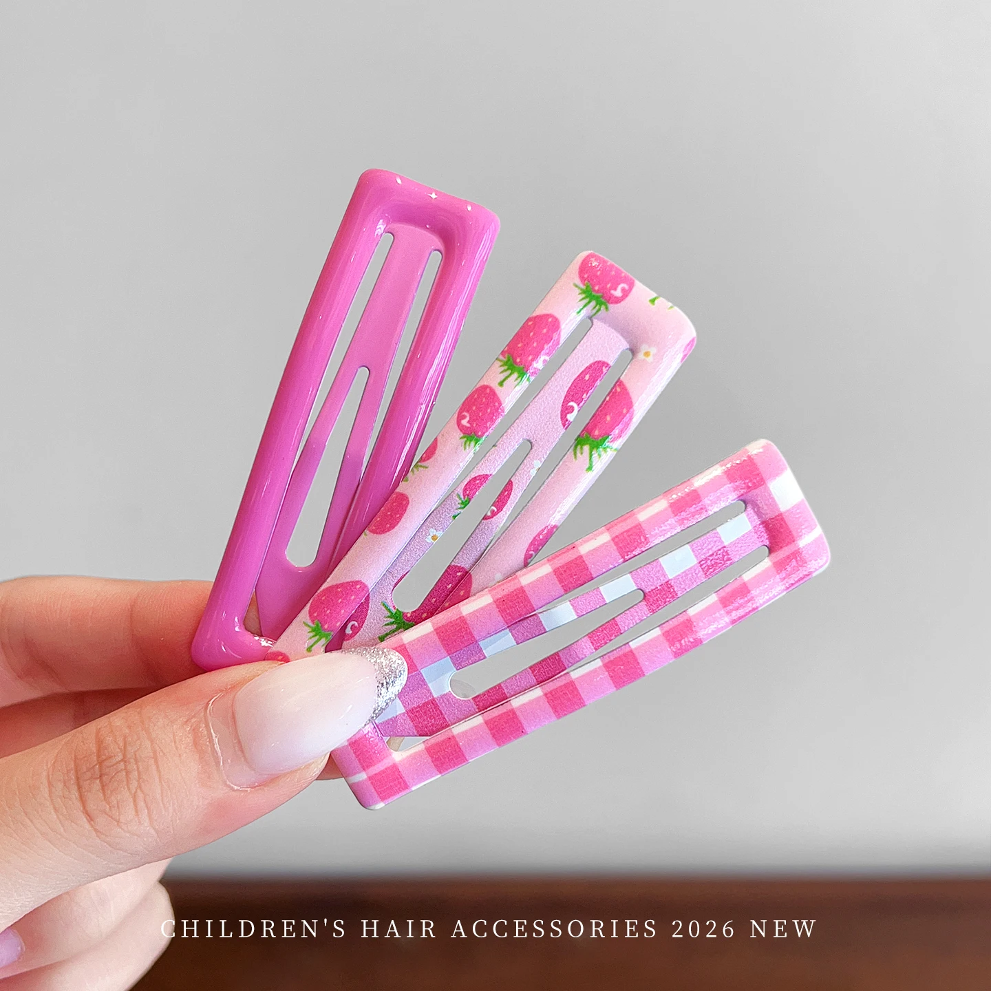 Süße Frucht-Blumen-Karo-Druck BB-Haarspangen für Mädchen, 6 Stück, niedliche Makronen-Farben, rutschfeste Haarspangen für Kinder. – Detail 4