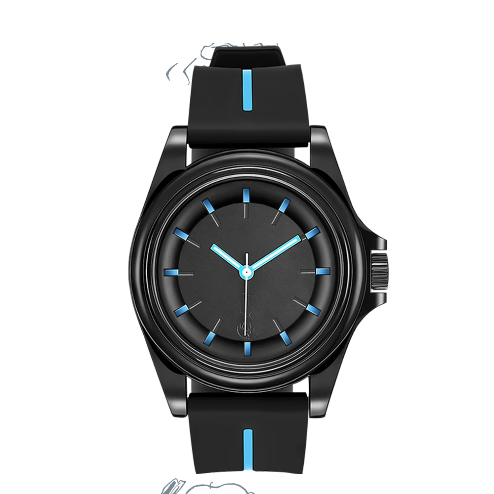 Students Sports Quartz Wristwatch Black Case Soft Silicone Strap Analog Minimalist Dial Multi Color Casual Daily Watch For Male