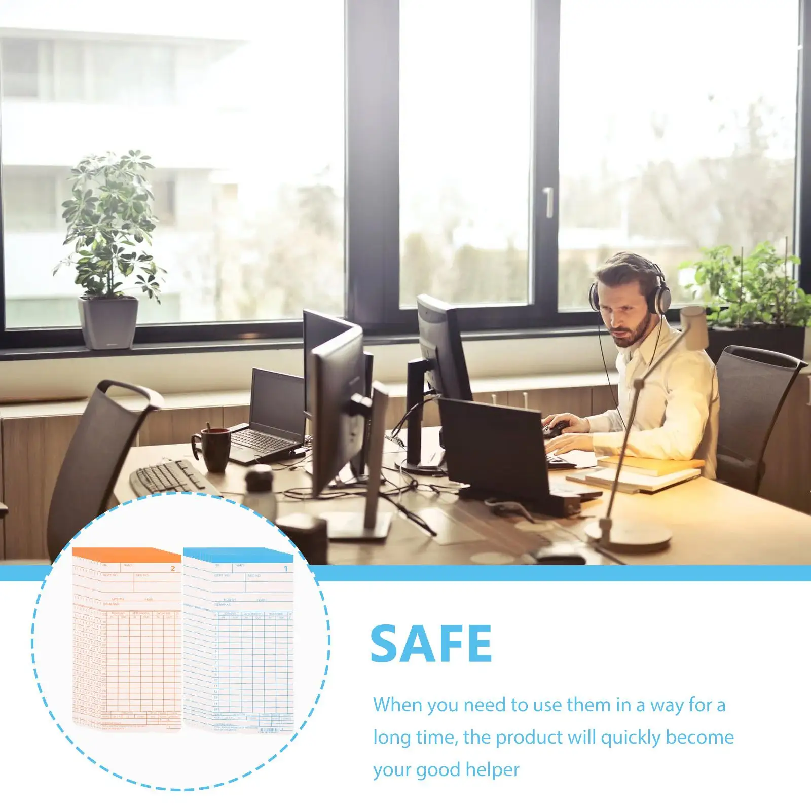 Double Sided Attendance Paper Weekly Timecards English Microcomputer Office Supplies Employee Tracking