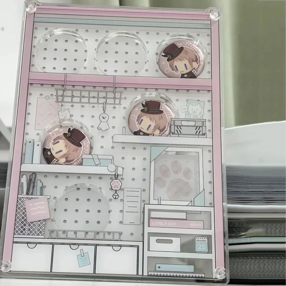 38mm Acrylic Badge Display Pegboard Brick Baffle Anime Pin Storage Holder DIY Scene Stand for Anime Fans