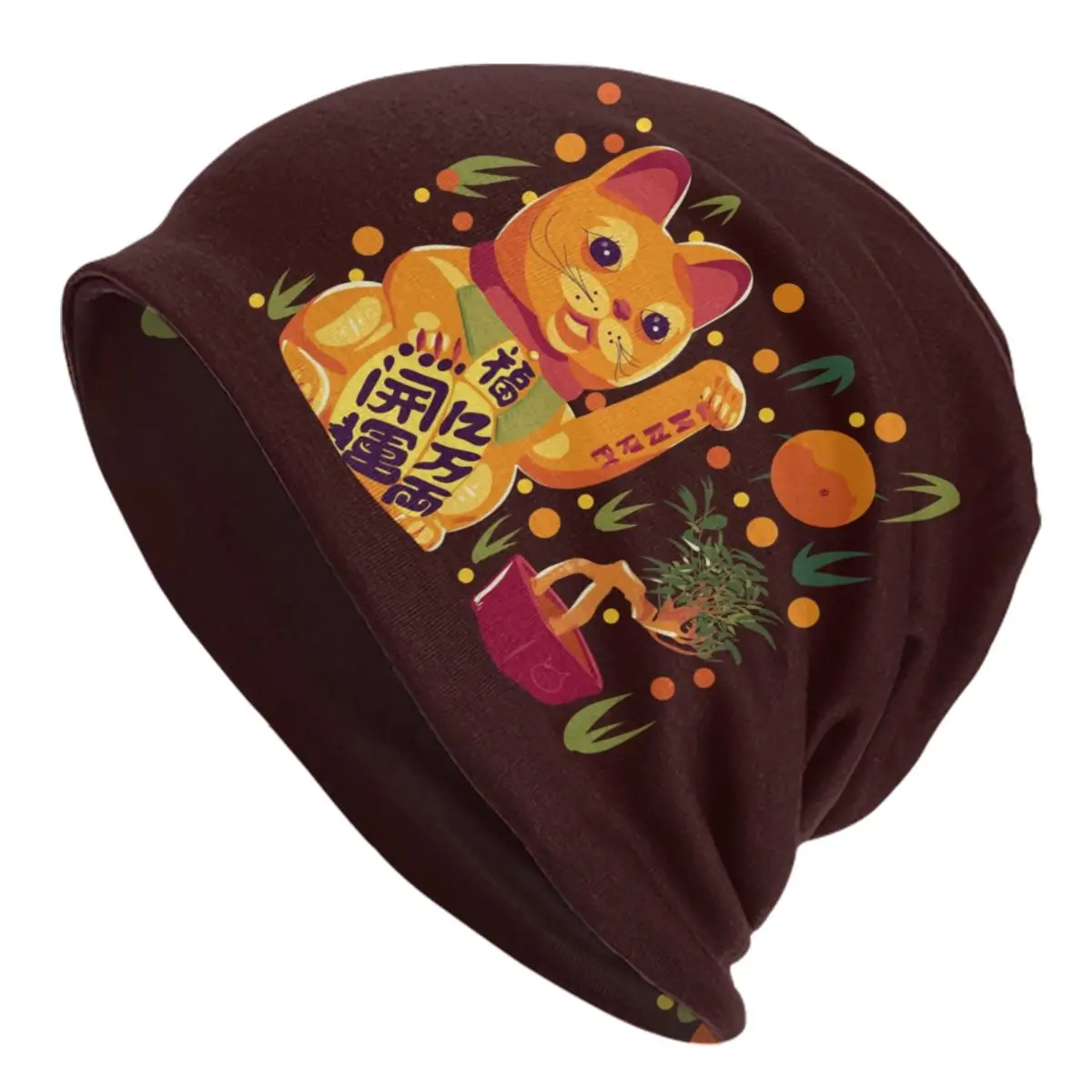 مخصص محظوظ القط Maneki Neko Skullies Beanies قبعات موضة شتاء دافئ النساء الرجال قبعات متماسكة للجنسين الكبار بونيه القبعات