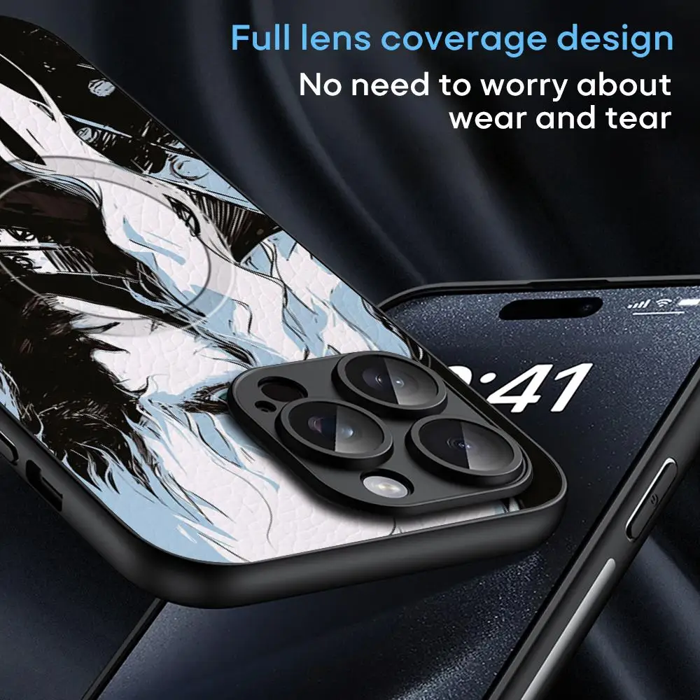 Griffith hot blood anime pattern ins Phone Case For iPhone 16 15 14 13 12 11 Plus Pro Max  High-end Luxury Magsafe Sheepskin view 4