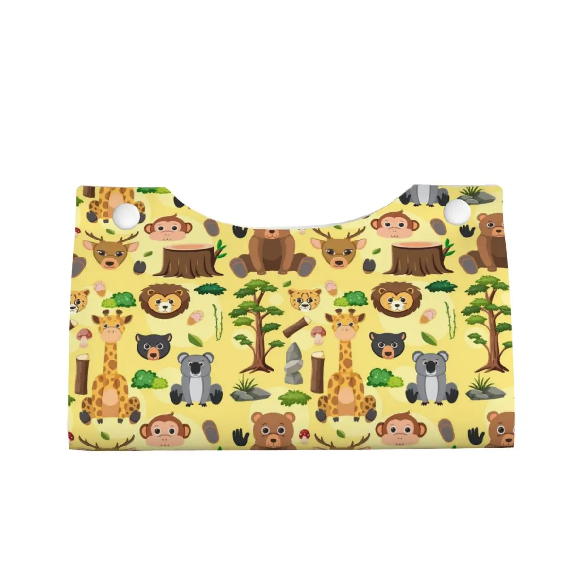 Custom Cute Bear Koala Animals Tissue Box Cover Rectangular PU Leather Cartoon Facial Tissues Holder for Home