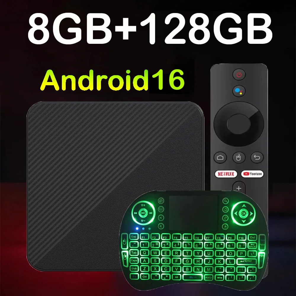 Dispositivo de TV inteligente 2026 Dual UI T8 Android 16 RK3518 Dual Wifi 6 Bluetooth 6,0 Asistente de Google control remoto por voz reproductor multimedia Set Top Box