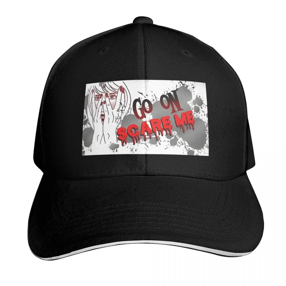 Go On, Scare Me Baseball Cap Moisture Wicking Quick Dry Curved Brim Classic Fit Low Profile Unstructured