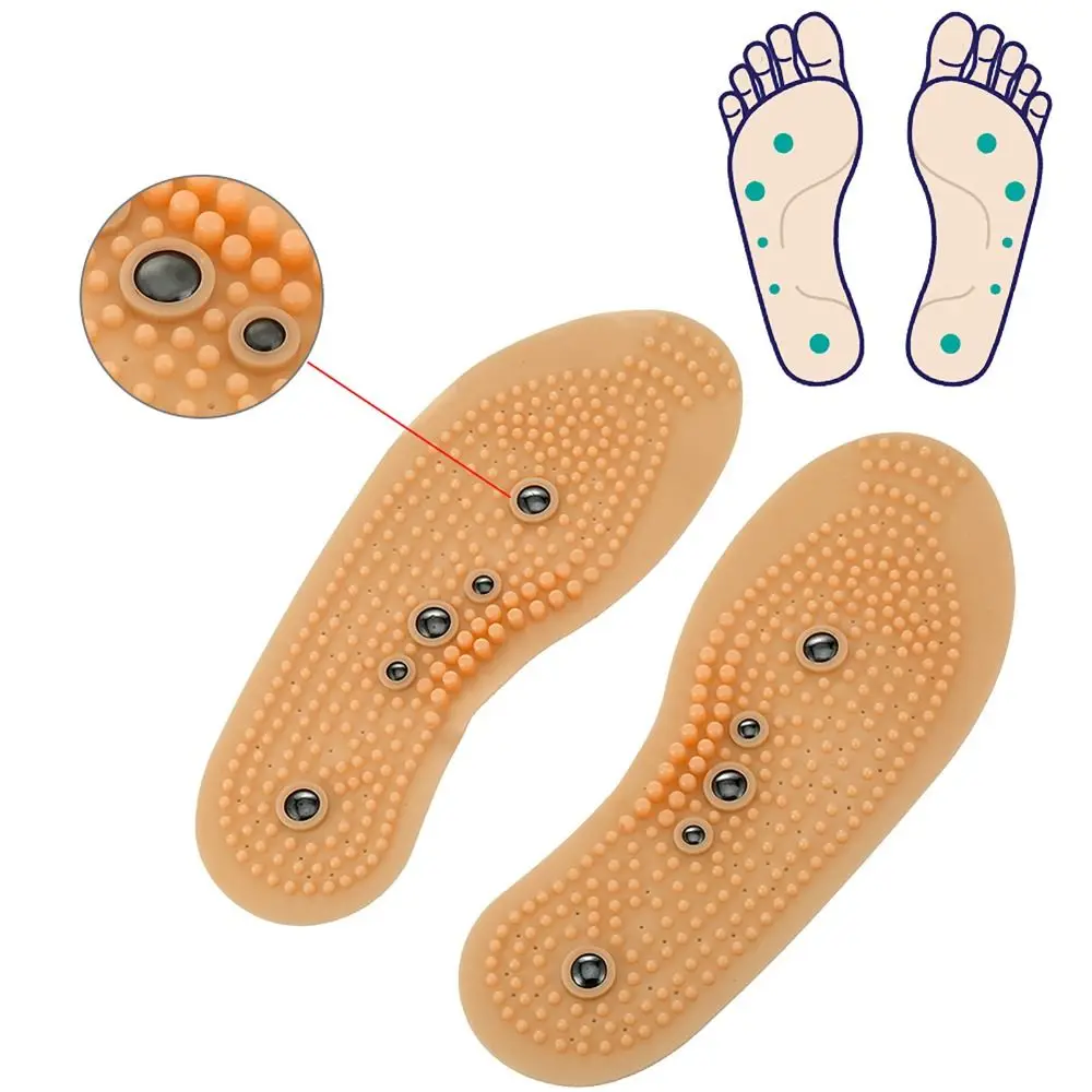 1 Pair 5 Magnets Massaging Gel Insoles All-Day Comfort Ventilated Orthotic Shoe Inserts Shock Absorption Magnetic Insoles