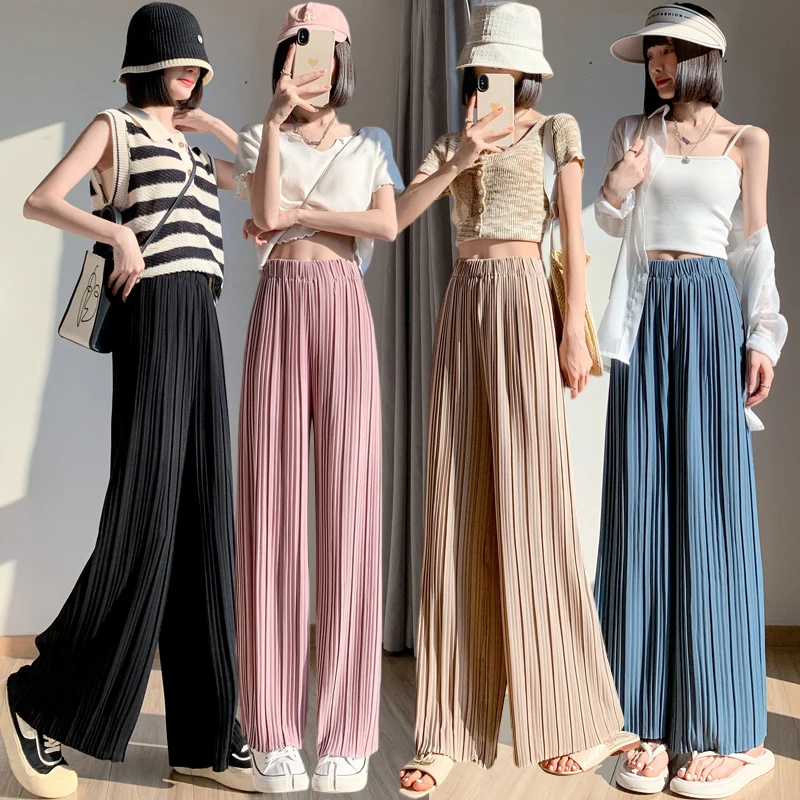 

Fashion Woman Pants Cool Casual Culottes Women Clothing Female Pleated Wide Leg Pant Girls Sexy Trouser Skirt OL Bottoms Pants B