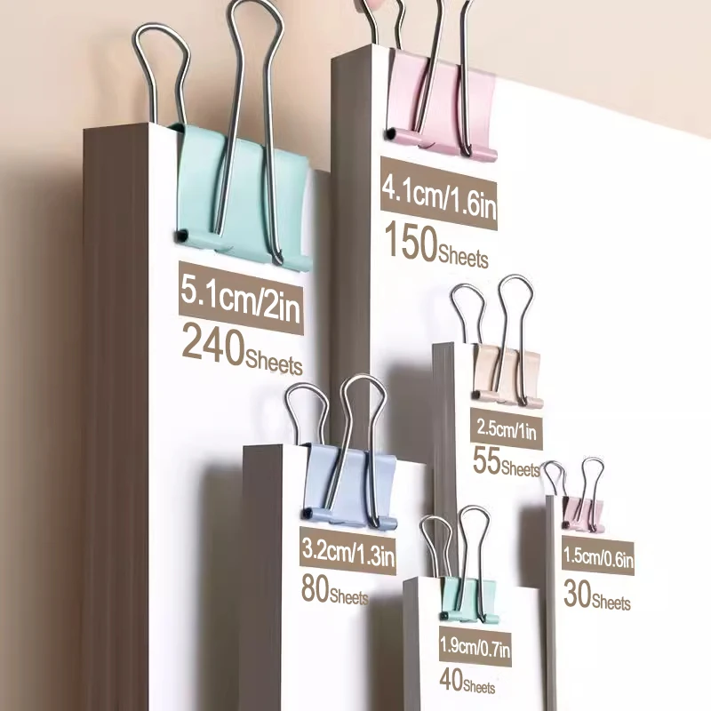 Color Long Tail Clip Wholesale Small Morandi Tailcoat Clip Large Stainless Steel Clip Office Student Storage Iron Clip