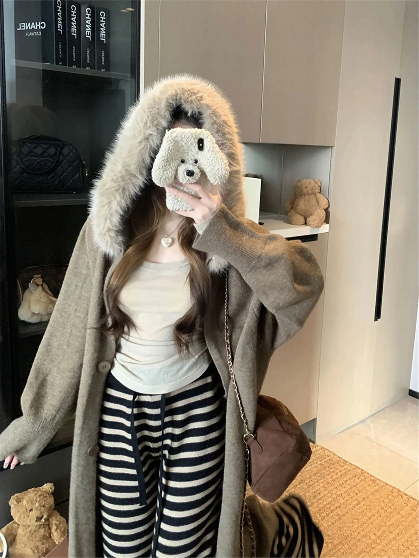 

Ele Long Sve вязаный свитер, пальто, женская зимняя верхняя одежда больших размеров, повседневная удобная корейская версия