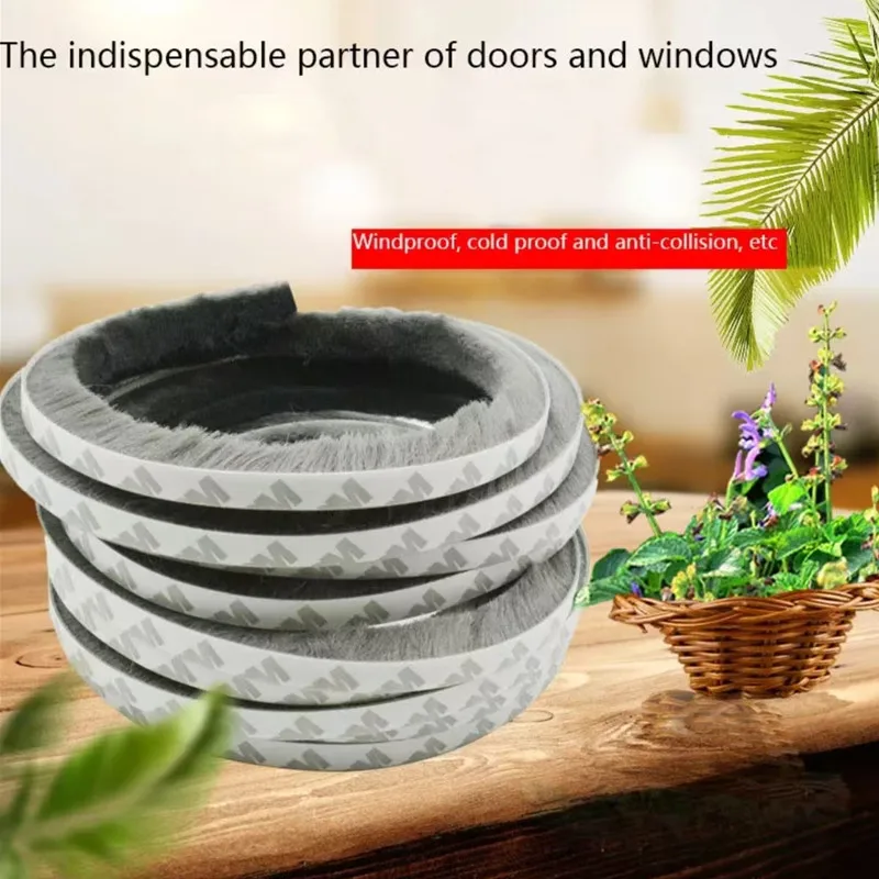 Self-adhesive Bristles Wool Pile Weatherstrip Door Window Brush Seal 7/9 X 5mm 9mm 12mm 15mm 23mm Warm Winter Gray White Brown