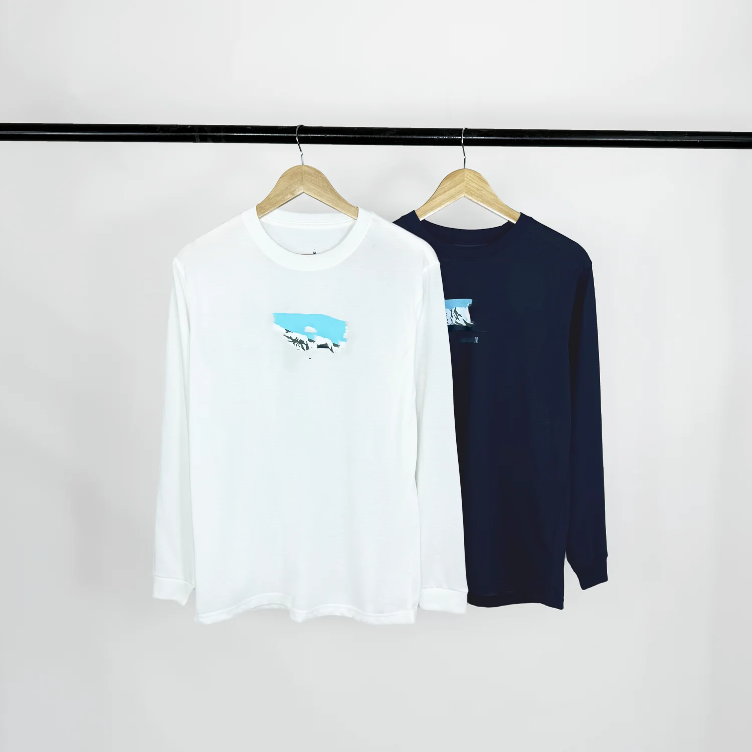 

Thin Summer Outdoor Commuting Snow Mountain Print UV Protection Qui Dry Long Sve Tee Breathable Sweat ng Stand Fit