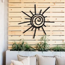 1pc Large Chic Metal Sun Wall Art - Transverse Orientation, Beachy Decor, Exterior Wall Hanging, Durable Metal Material