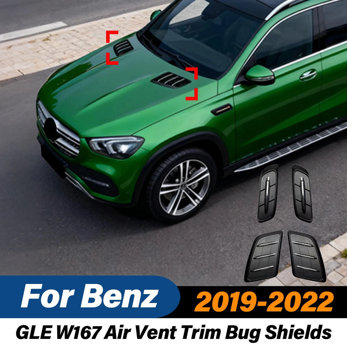 For Benz GLE W167 2019 2020 2021 2022 Automobile Air Vent Trim Bug Shield Front Engine Hood Fender Spoiler Body Modification Kit