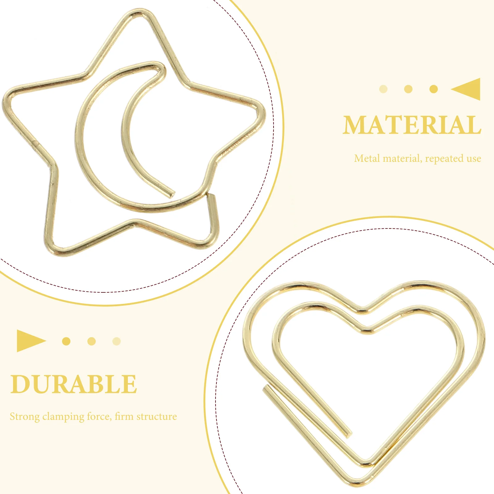 30Pcs Metal Paperclips Decorative Gold Desk Accessories High Durability Fine Workmanship Good Texture Practical for Homework