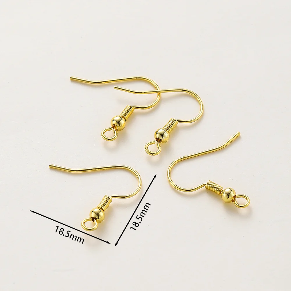 50pcs Gold Plated 925 Silver Tag Earring Hooks, French Wire Ear Wires with Ball & Coil Jewelry Making Findings for DIY Earrings