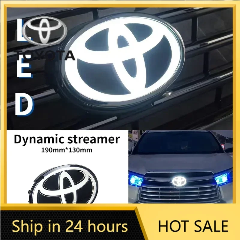 

Car Stickers 2026 Hot Fot Toyota 190mm LED Dynamic Luminous Emblem for Toyota Land Cruiser/PRADO Front Grille Hood Car Logo Badg