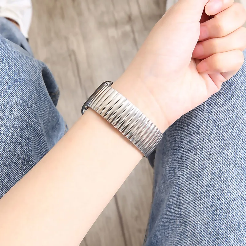 20mm 22mm Stainless Steel Elastic Strap for Huawei GT/2/3/Pro Polished/Matte Watch Band Accessories for Samsung Galaxy Watch3