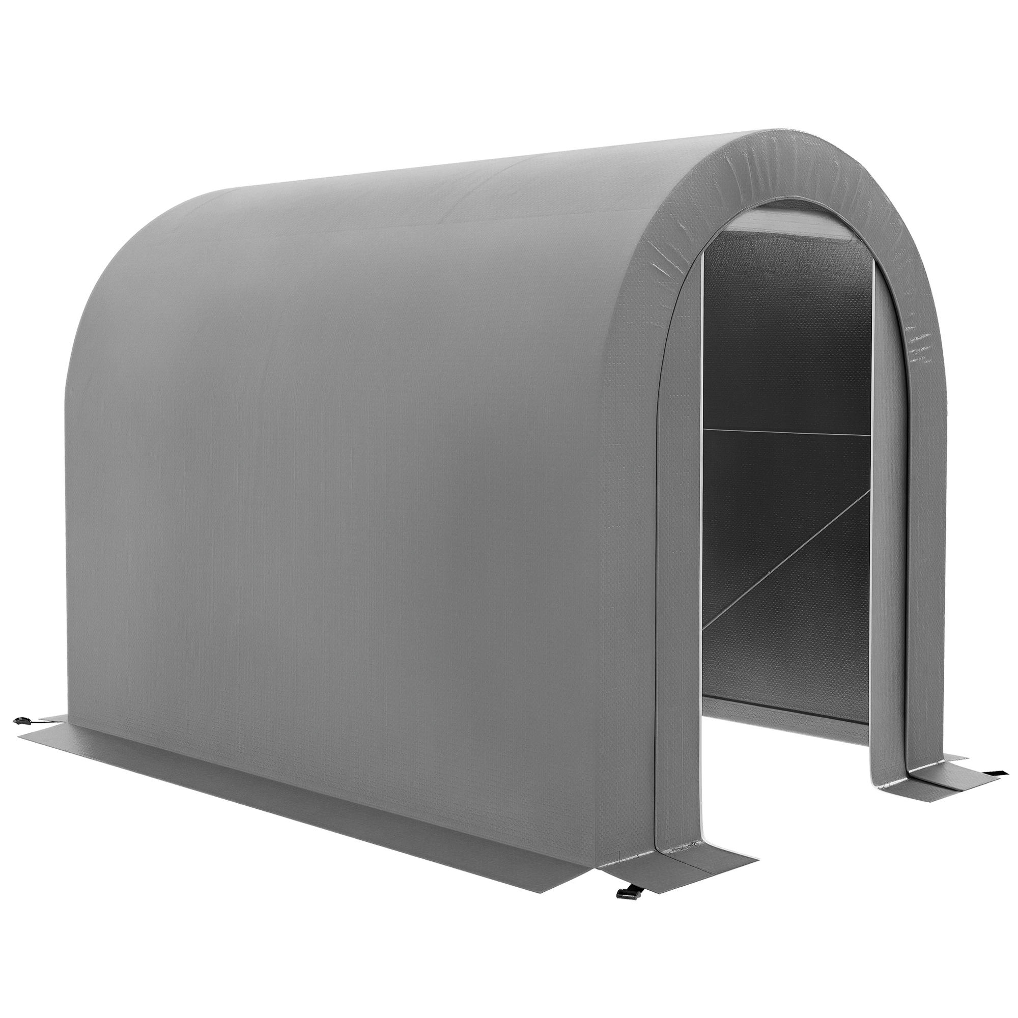 Buitentent voor de tuin, buitenberging, fietsenstalling, fietsenberging, PE-zeil, gegalvaniseerd metalen frame, 2,4x1,9 x m, Grijs